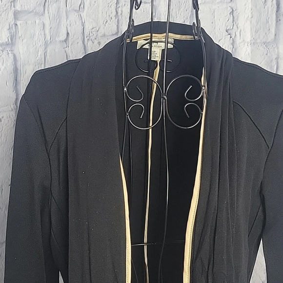 HALSTON Black and Gold Women's Open Front Cardigan Small Petite - Picture 2 of 7